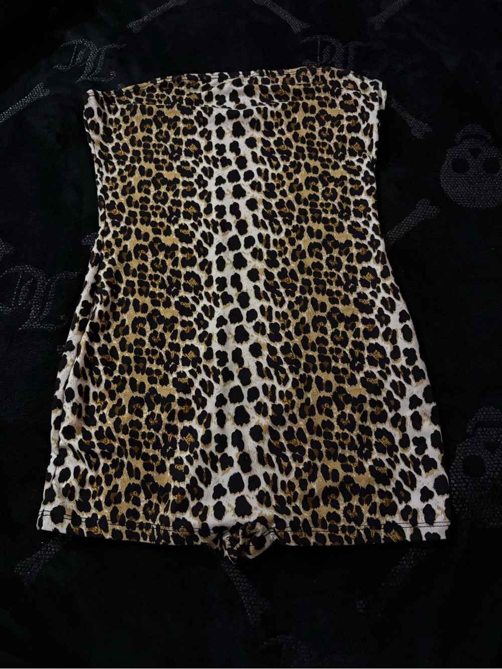 SHEIN Leopard Print Strapless Kids One-Piece Romper - Brown, Black, White